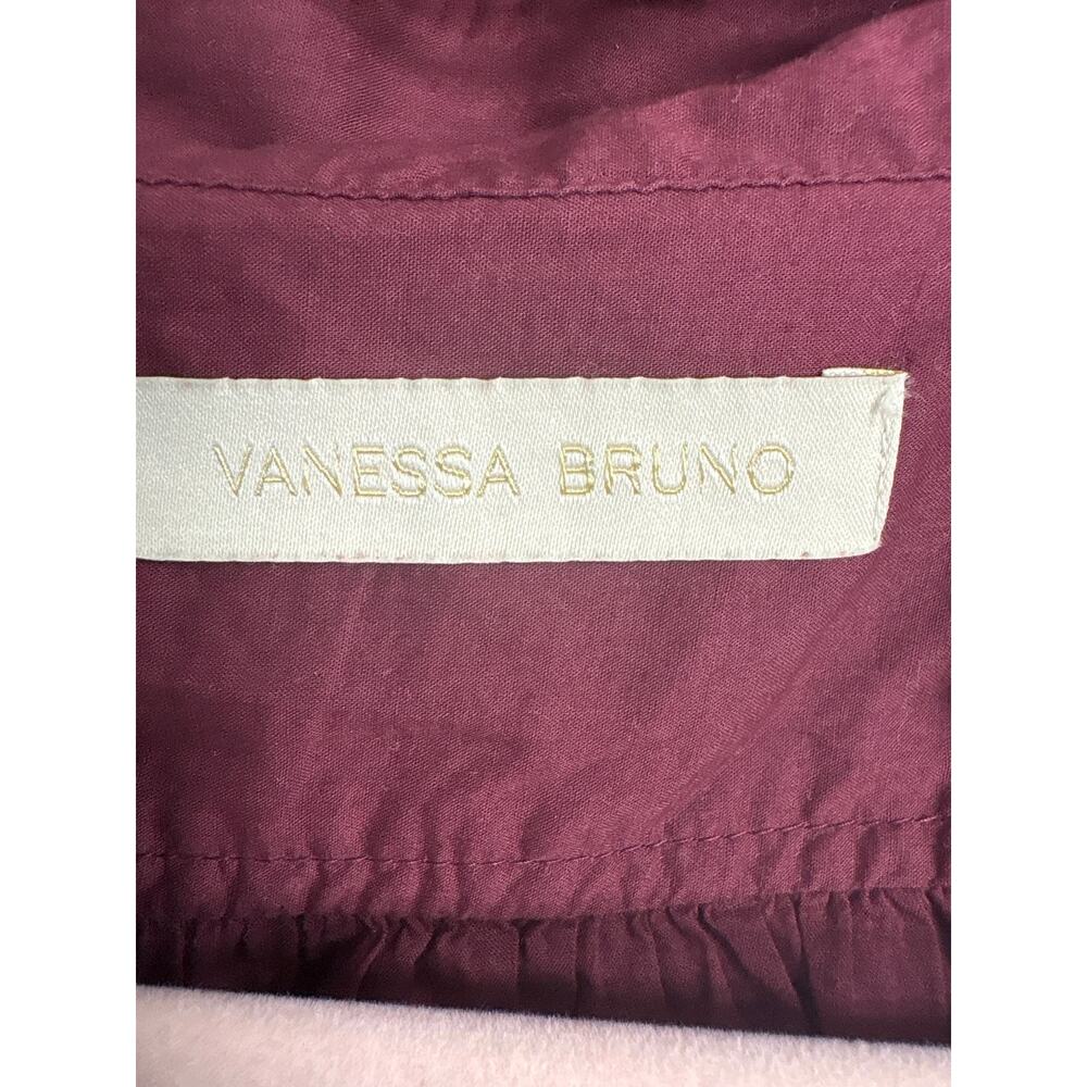 Vanessa Bruno Burgandy Cotton V Neck Top Sz XS/S - Picture 5 of 5